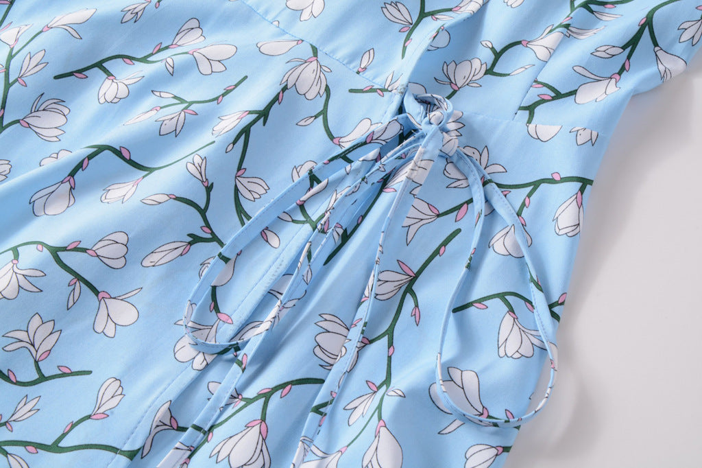Swintager Cross-border Spring and Summer New Women's Bohemian Beach Dress Chiffon Printed dress Women