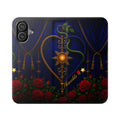 Romantic Heart & Roses Flip Phone Case — Elegant Floral Wallet Cover