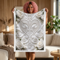 Freda White Rose Heart Tapestry - Elegant Floral Wall Hanging for Bedroom, Wedding & Home Decor