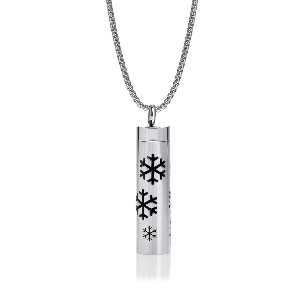 Cylindrical Heart-shaped Diffuser Pendant Necklace with Essential Oil, Stainless Steel Necklace for Men and Women, Titanium Steel Pendant