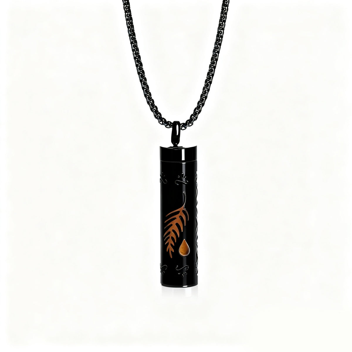 Cylindrical Heart-shaped Diffuser Pendant Necklace with Essential Oil, Stainless Steel Necklace for Men and Women, Titanium Steel Pendant