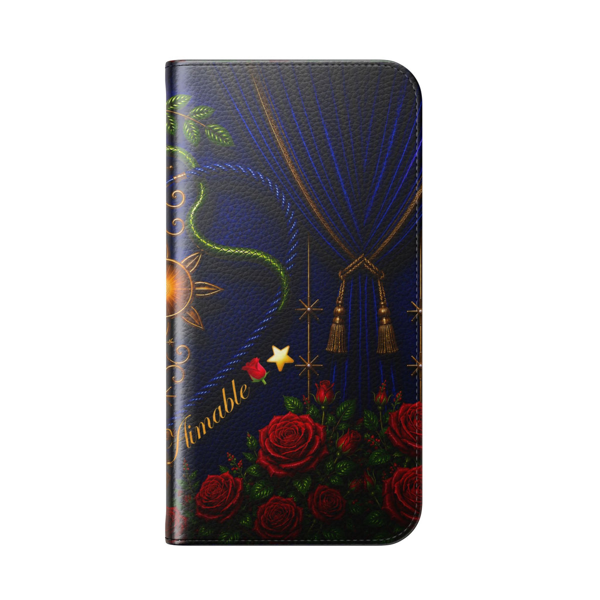 Romantic Heart & Roses Flip Phone Case — Elegant Floral Wallet Cover
