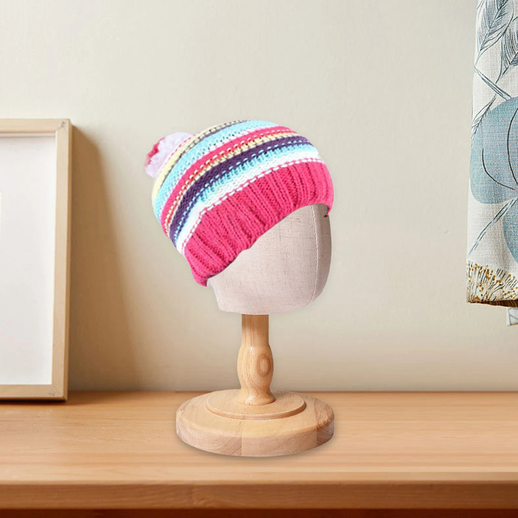 Wig Stand for Kids with Detachable Wood Stand Multipurpose Mannequin Head Hat Display Holder Dome Model Head for Household Salon