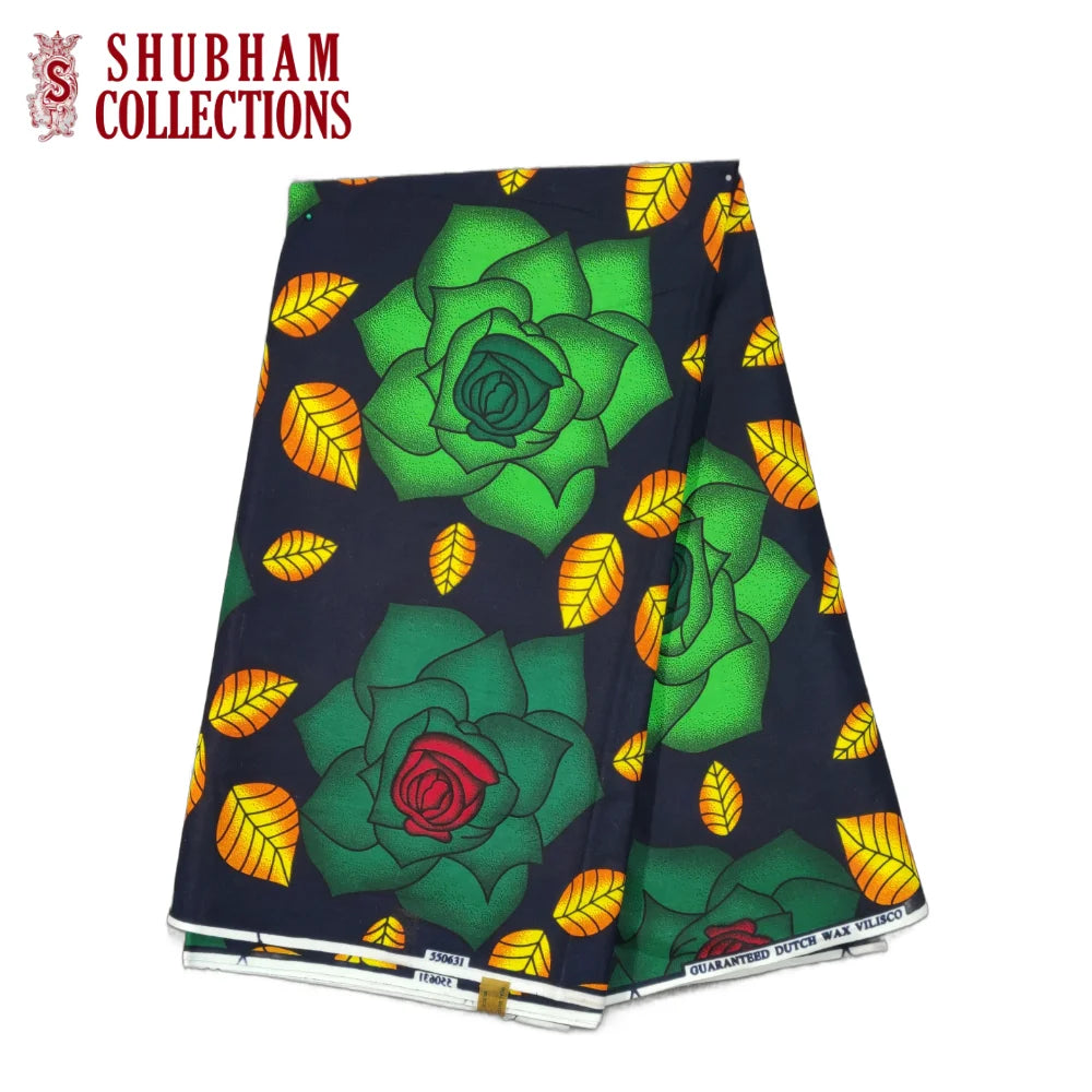 Real Ankara Wax Print 100% Cotton Woven Dobby 6 Yard Fabric Floral Pattern Intricate Authentic Look Eco-Friendly Girls