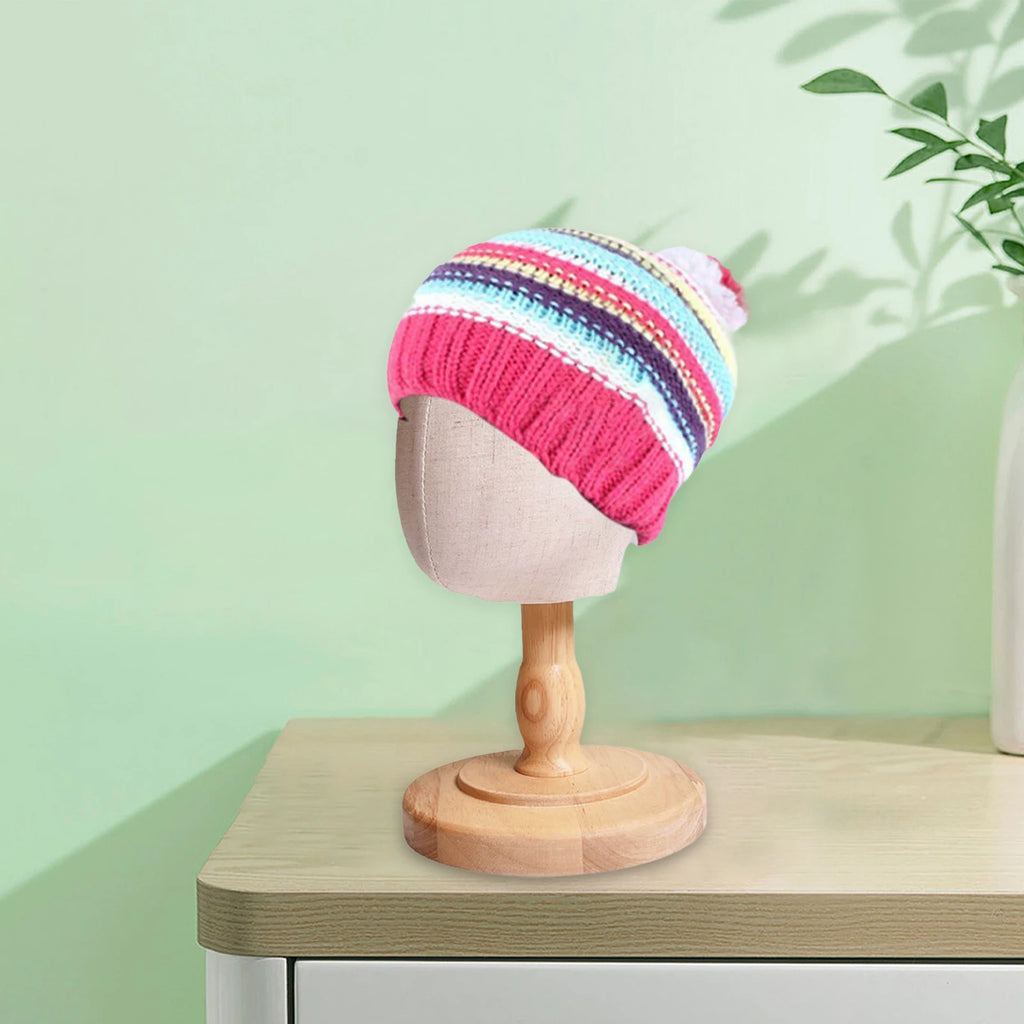 Wig Stand for Kids with Detachable Wood Stand Multipurpose Mannequin Head Hat Display Holder Dome Model Head for Household Salon