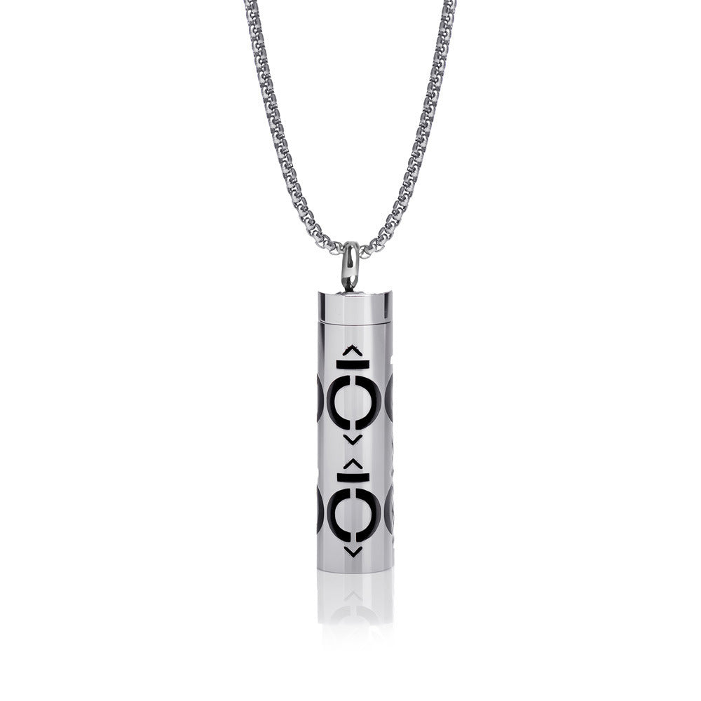 Cylindrical Heart-shaped Diffuser Pendant Necklace with Essential Oil, Stainless Steel Necklace for Men and Women, Titanium Steel Pendant