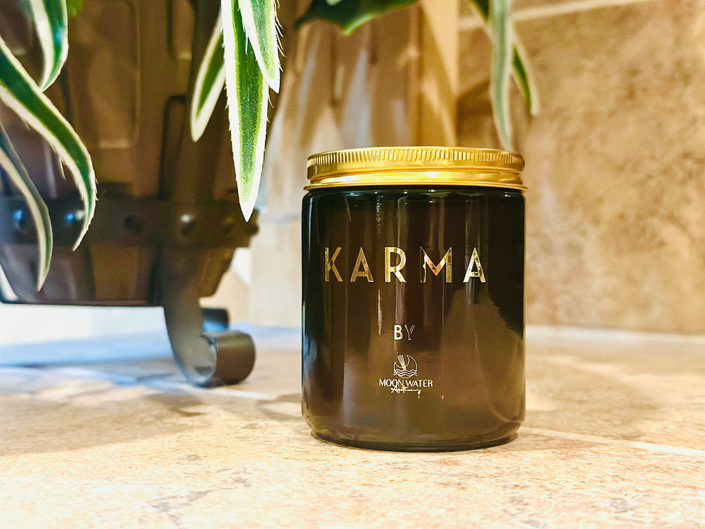 KARMA CANDLE - HIDDEN CRYSTALS INSIDE! -- by Moon Water Apothecary!