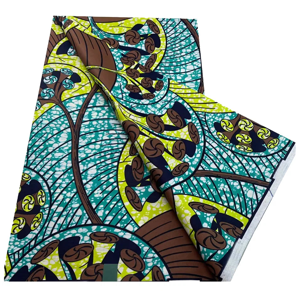 Real Ankara Wax Print 100% Cotton Woven Dobby 6 Yard Fabric Floral Pattern Intricate Authentic Look Eco-Friendly Girls