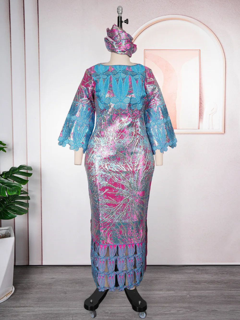 African Embroidery Middle East Plus Size Dashiki African Dress Abaya Women Dress Robe With Scarf