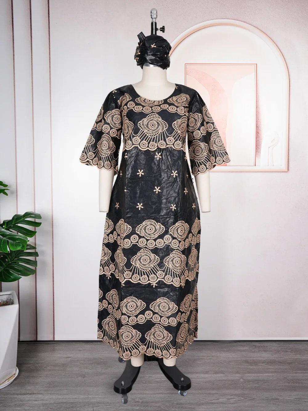 African Embroidery Middle East Plus Size Dashiki African Dress Abaya Women Dress Robe With Scarf