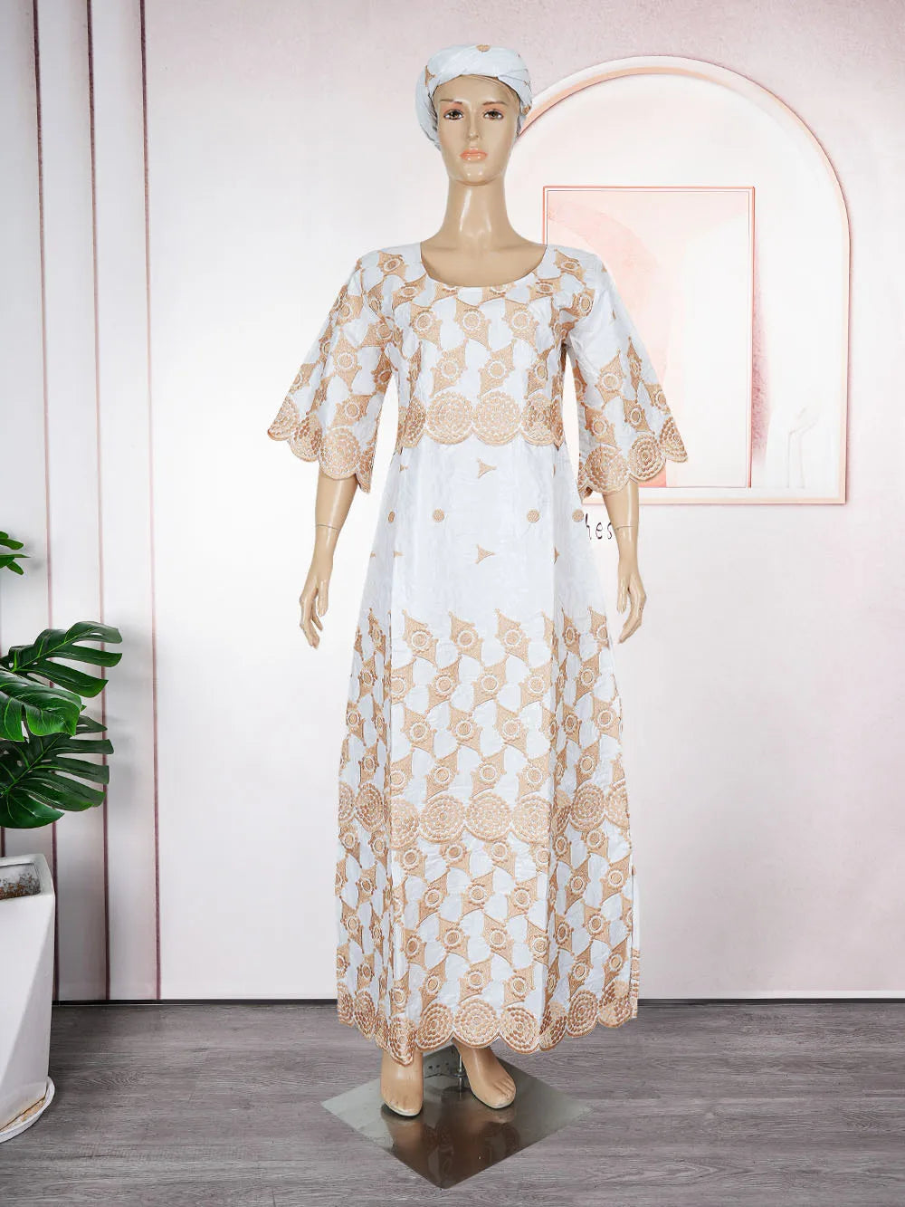 African Embroidery Middle East Plus Size Dashiki African Dress Abaya Women Dress Robe With Scarf