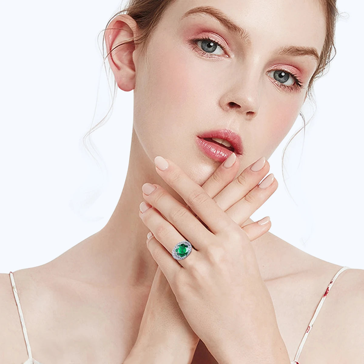 Vintage 925 Sterling Silver Men's Emerald Ring Gothic Punk Statement Jewelry Huge Gemstone Finger Rings for Men Custom Gift