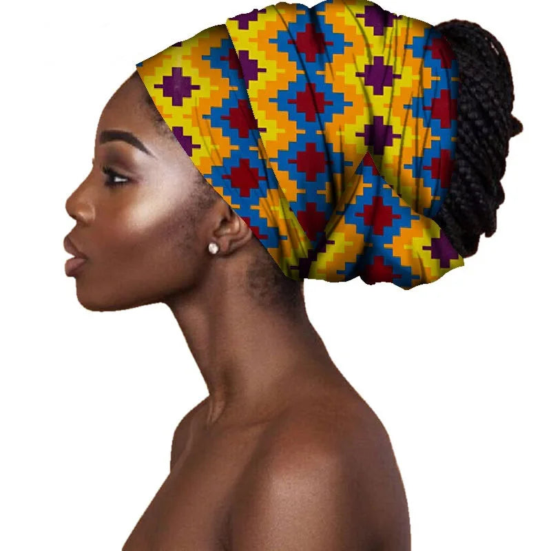 Wax African Headtie Cotton Unisex Head Scarf Floral Printed Accessories Fashion