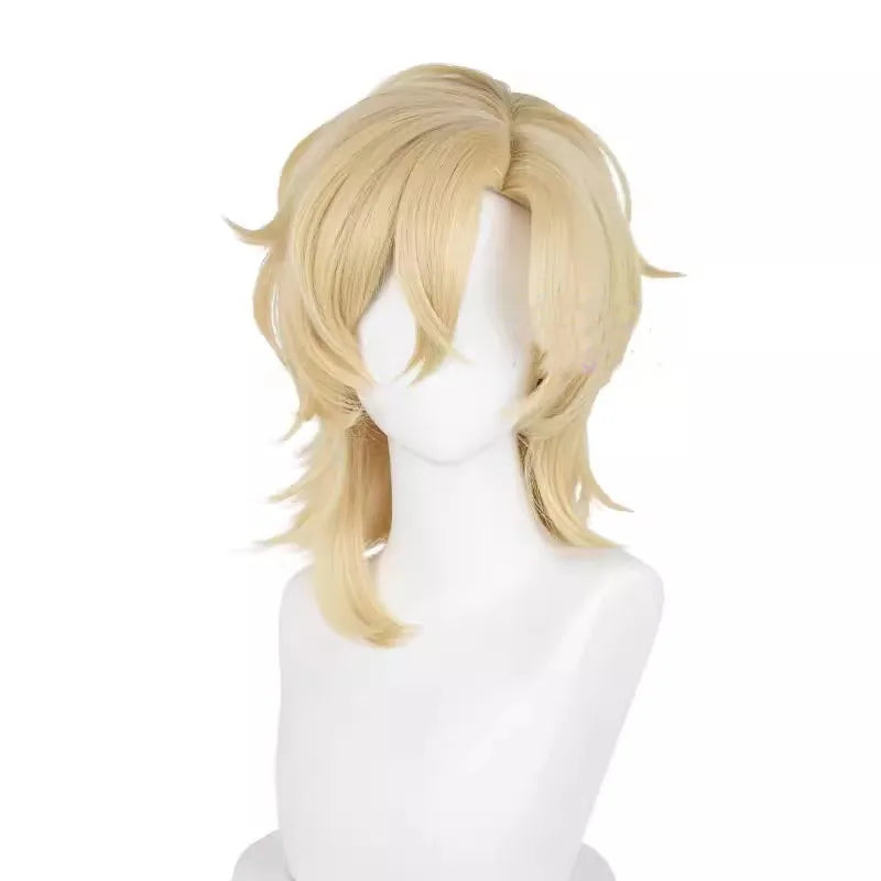 Wholesale Honkai Star Rail Cosplay 40cm Medium Long Blonde Aventurine Wig Synthetic Anime Halloween Party Cosplay Wig