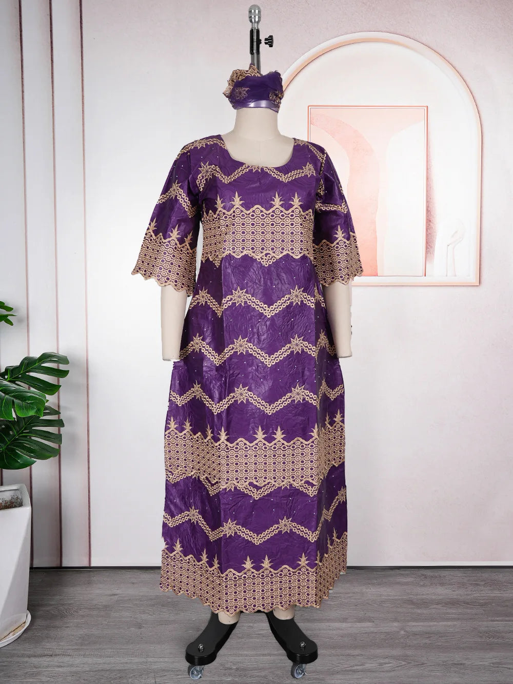 African Embroidery Middle East Plus Size Dashiki African Dress Abaya Women Dress Robe With Scarf