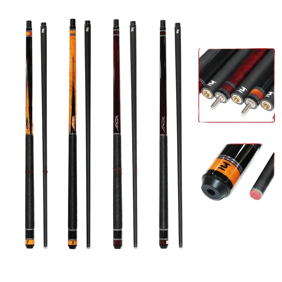 American Black Cocobolo Butt Snooker & Billiard Cues Stainless Steel Joint with Big Devil 8 Head for Eight-Nine Balls