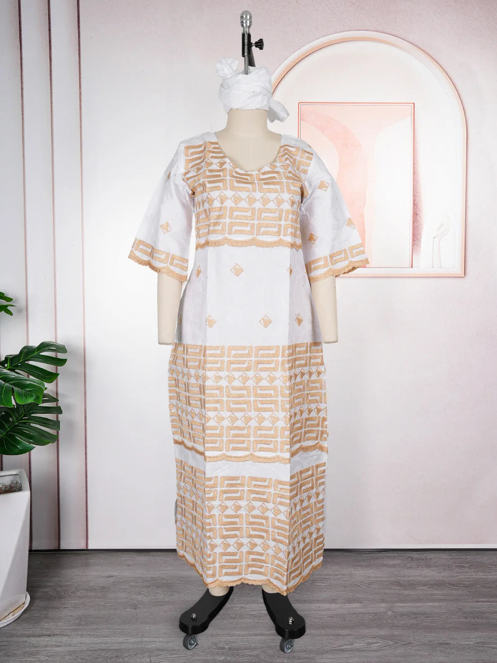 African Embroidery Middle East Plus Size Dashiki African Dress Abaya Women Dress Robe With Scarf