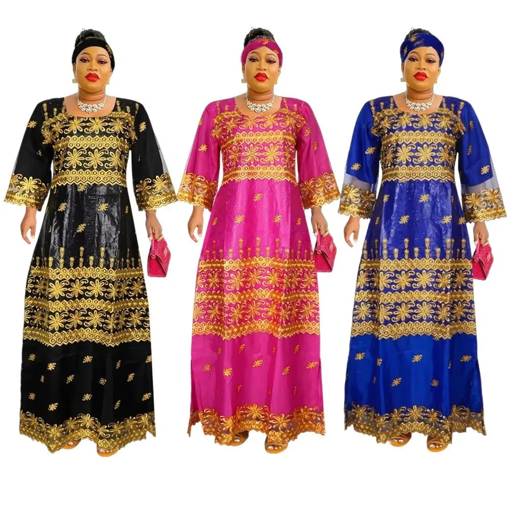 African Clothes for Women 2024 Plus Size African Dashiki Ankara Print Robe Bazin Design Wax Wedding Party Dresses