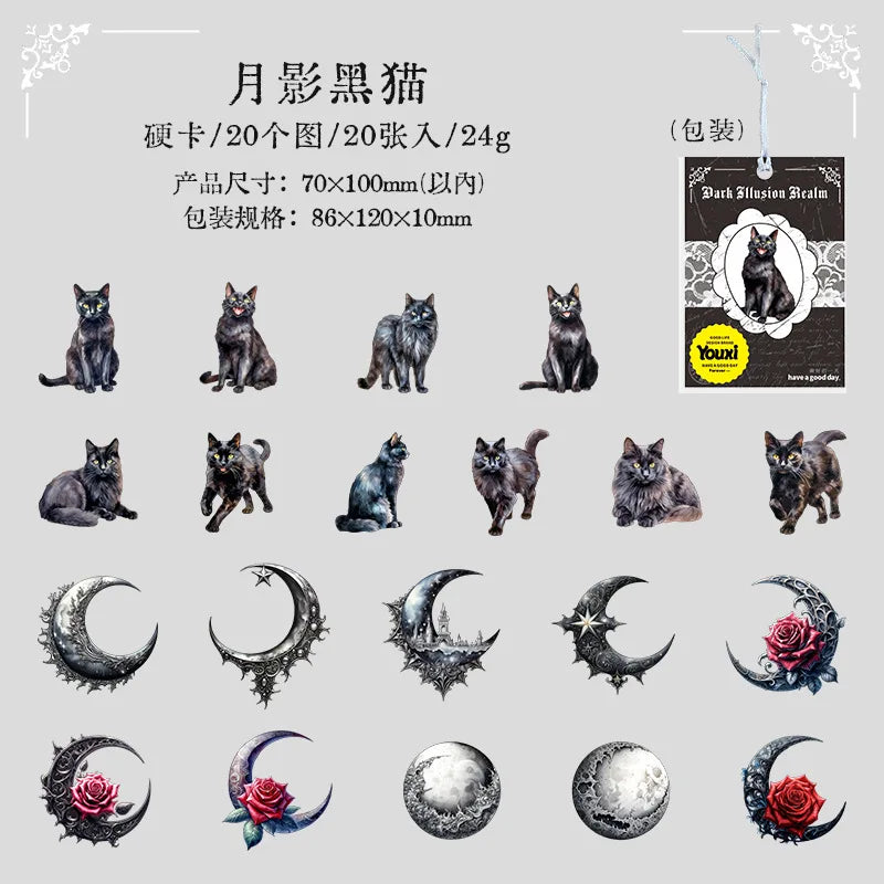 20 Sheets Per Pack Gothic Theme Hard Card Sticker Pack Dark Fantasy Series Alien Material