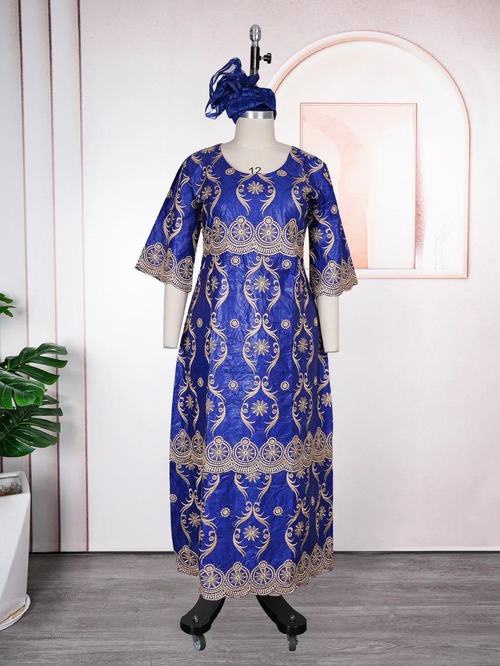 African Embroidery Middle East Plus Size Dashiki African Dress Abaya Women Dress Robe With Scarf