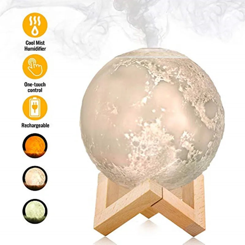 Aroma Diffuser Ultrasonic Essential Oil  880ml Air USB Humidifier Full Moon Lamp Night Light  Night Cool Mist Purifier For  Offi