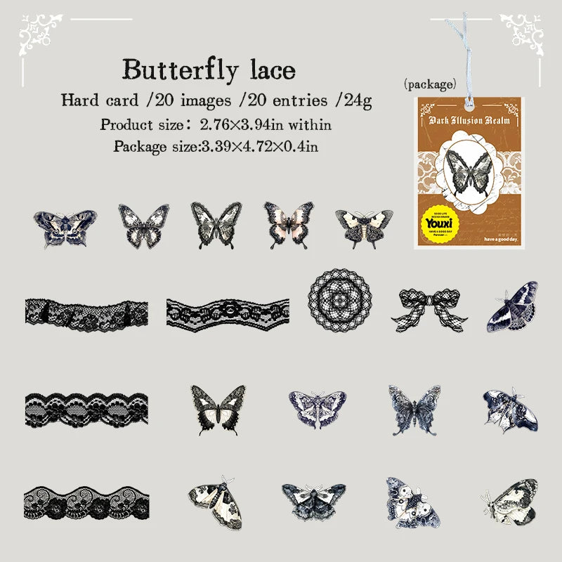 20 Sheets Per Pack Gothic Theme Hard Card Sticker Pack Dark Fantasy Series Alien Material
