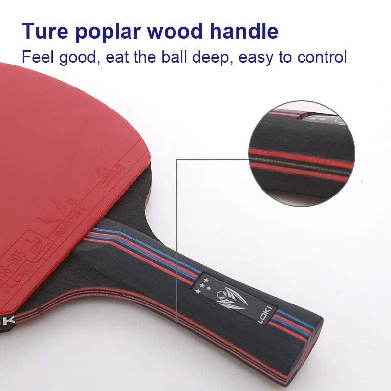 LOKI K4 Professional Training Ping Pong Bat Paddle 6.6mm Thickness 7 Ply Table Tennis Racket with logo Printing for Sale