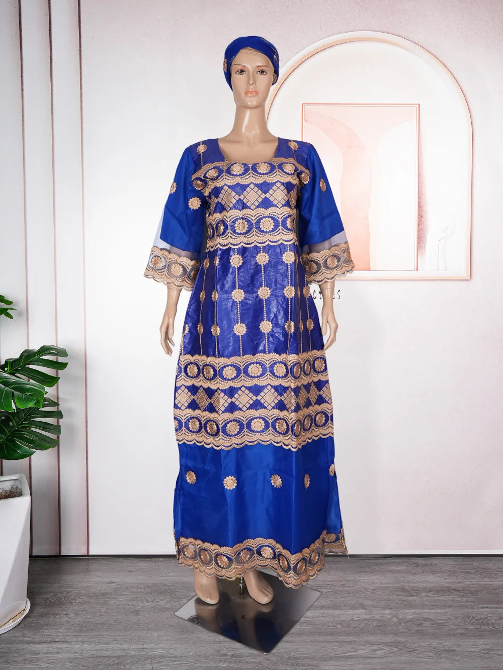 African Embroidery Middle East Plus Size Dashiki African Dress Abaya Women Dress Robe With Scarf