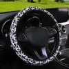 For 14.5-15INCH Flower Panda Spider Web Fabric Non-slip Car Steering Wheel Cover Without Inner Ring Car Accessories Suitable