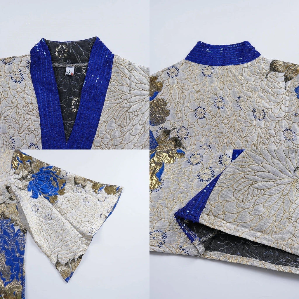 J2 Fashion African Dresses Women Clothing Jacquard Printed Patchwork Sequined Loose Robe Dashiki Dresses Boubou Dress With Scarf