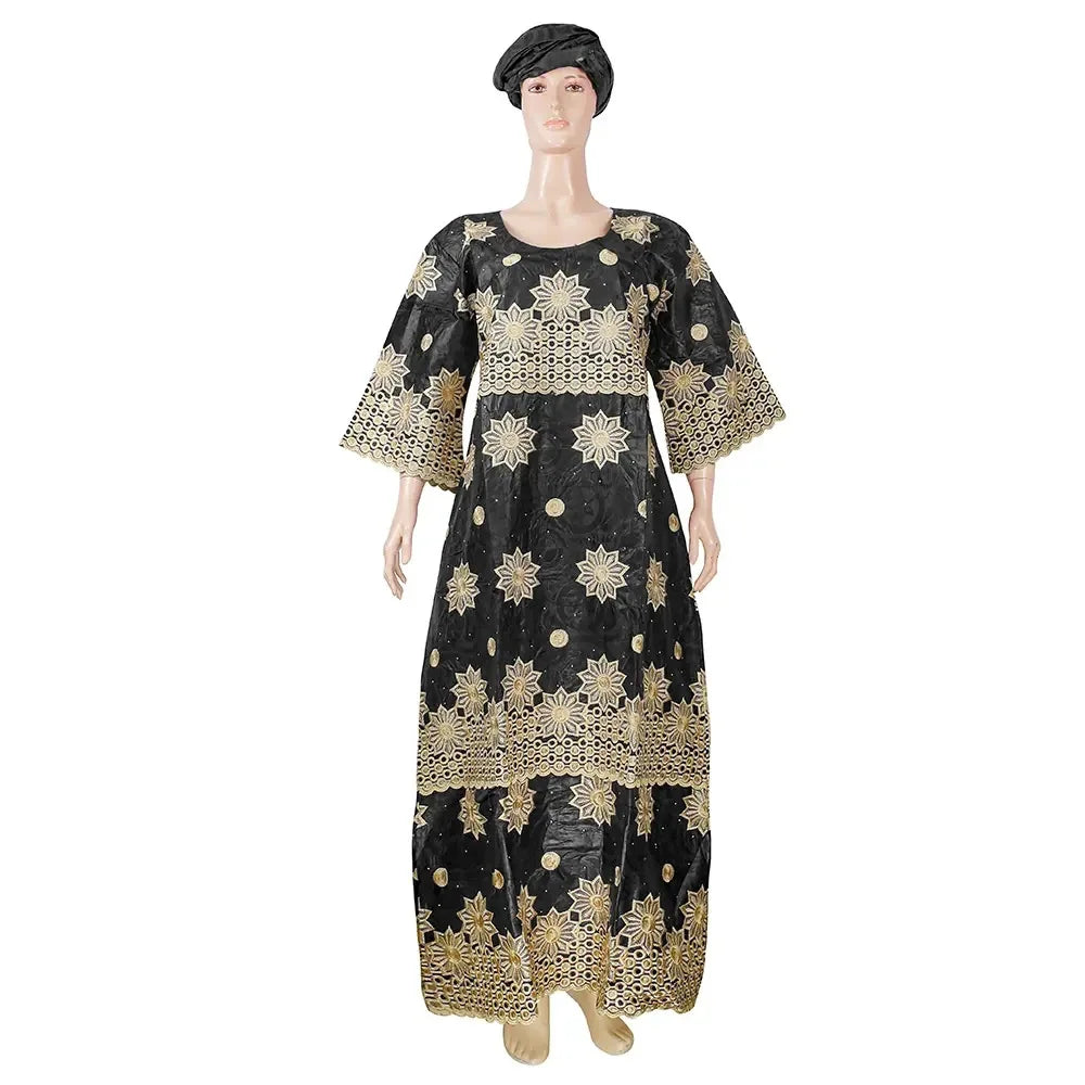 African Embroidery Middle East Plus Size Dashiki African Dress Abaya Women Dress Robe With Scarf