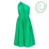 D3208 Latest Design Women Summer Dresses Slash Shoulder Big Swing Strap Pleated Dress Solid African Dresses for Women Clothing