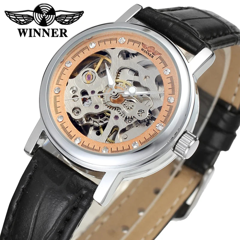 Ladies Private Label Watches Manufacturer Lady Chinese Cheap Women Elegant Skeleton T- Winner Automatic Small Mechanical Watch