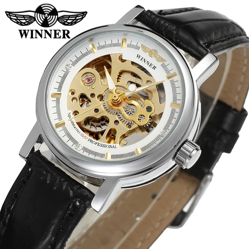 Ladies Private Label Watches Manufacturer Lady Chinese Cheap Women Elegant Skeleton T- Winner Automatic Small Mechanical Watch
