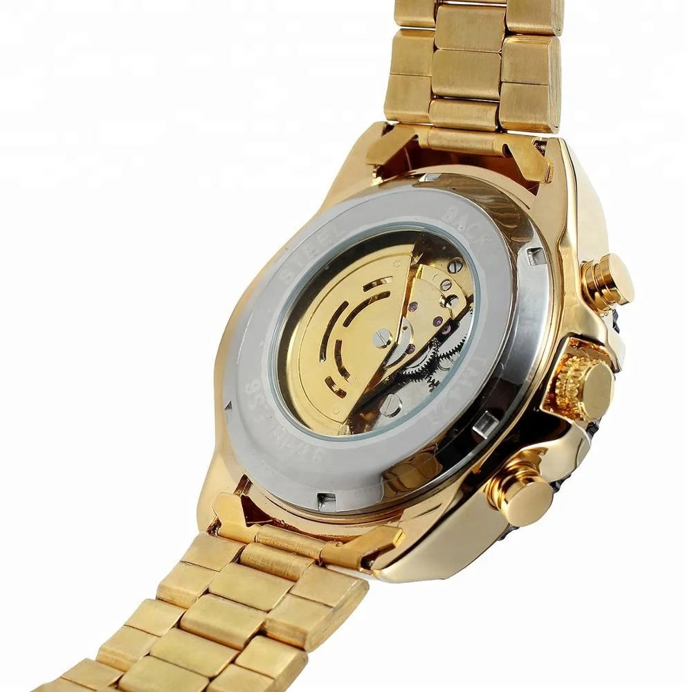 Guangzhou Relogio T Winner OEM Boys Stylish Gold Male  Watches Custom Luxury Mens Skeleton  Automatic Stainless Mechanical Watch