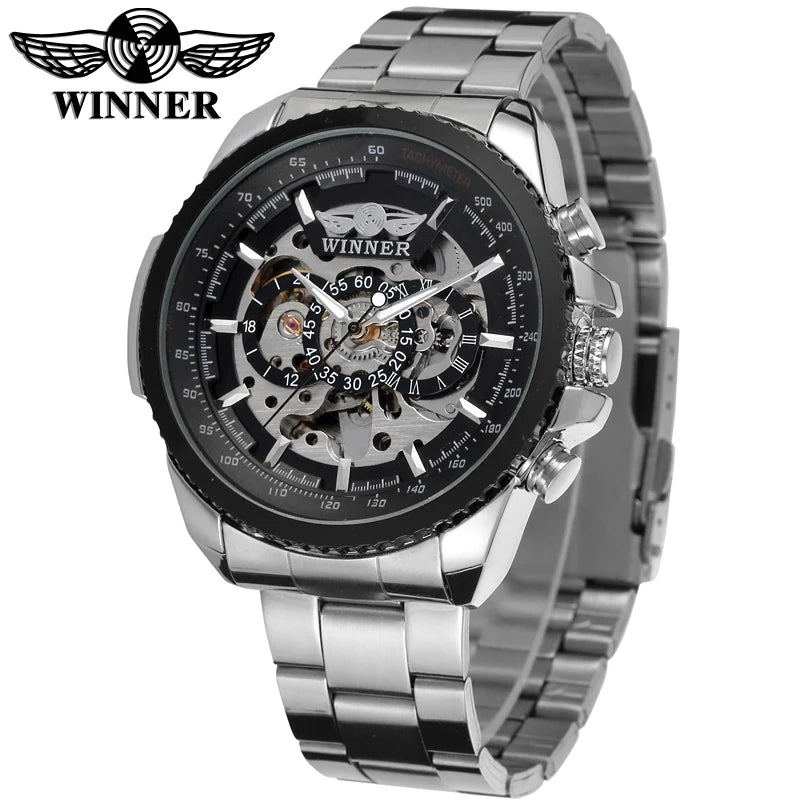 Guangzhou Relogio T Winner OEM Boys Stylish Gold Male  Watches Custom Luxury Mens Skeleton  Automatic Stainless Mechanical Watch