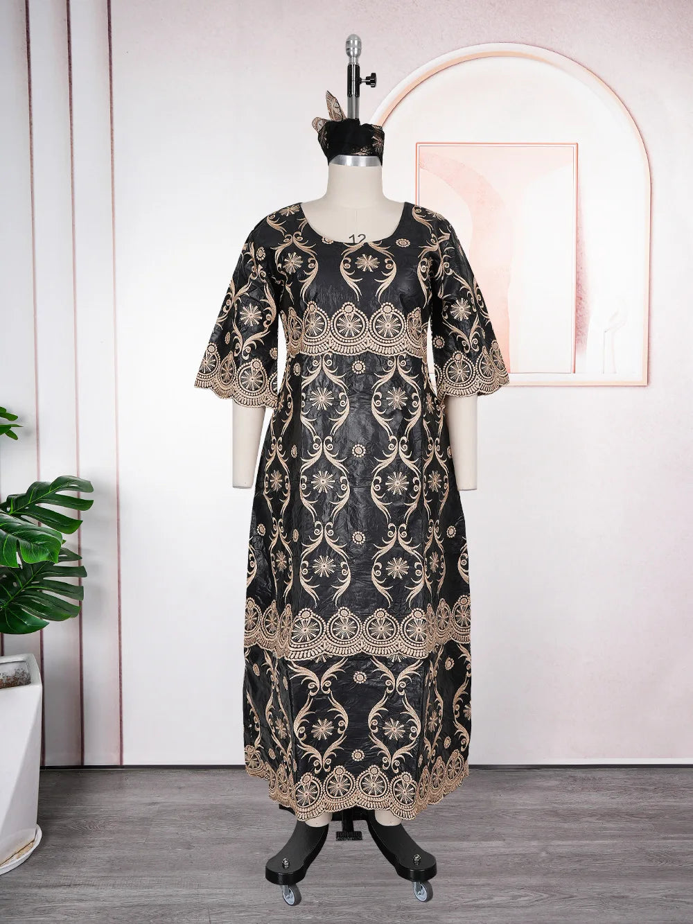 African Embroidery Middle East Plus Size Dashiki African Dress Abaya Women Dress Robe With Scarf