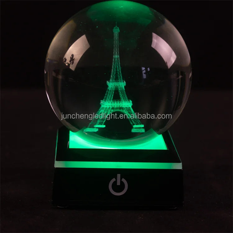Christmas Atmosphere Desk Table USB Powered Carved 3D Crystal Ball Led Night Lamp Bedroom Decoration