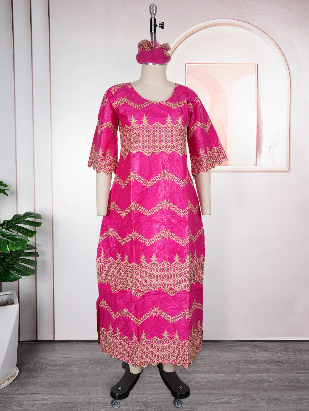 African Embroidery Middle East Plus Size Dashiki African Dress Abaya Women Dress Robe With Scarf