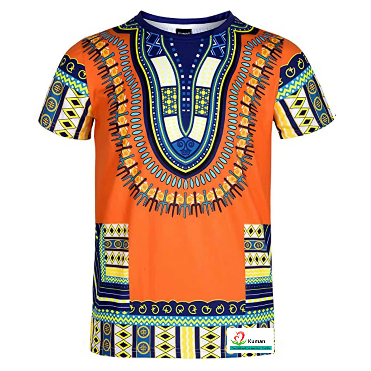 Men Summer Short Sleeve T Shirt with African Style Striped Digital Print for European American Polyester Loose Fit