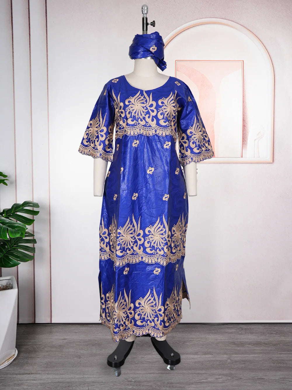 African Embroidery Middle East Plus Size Dashiki African Dress Abaya Women Dress Robe With Scarf