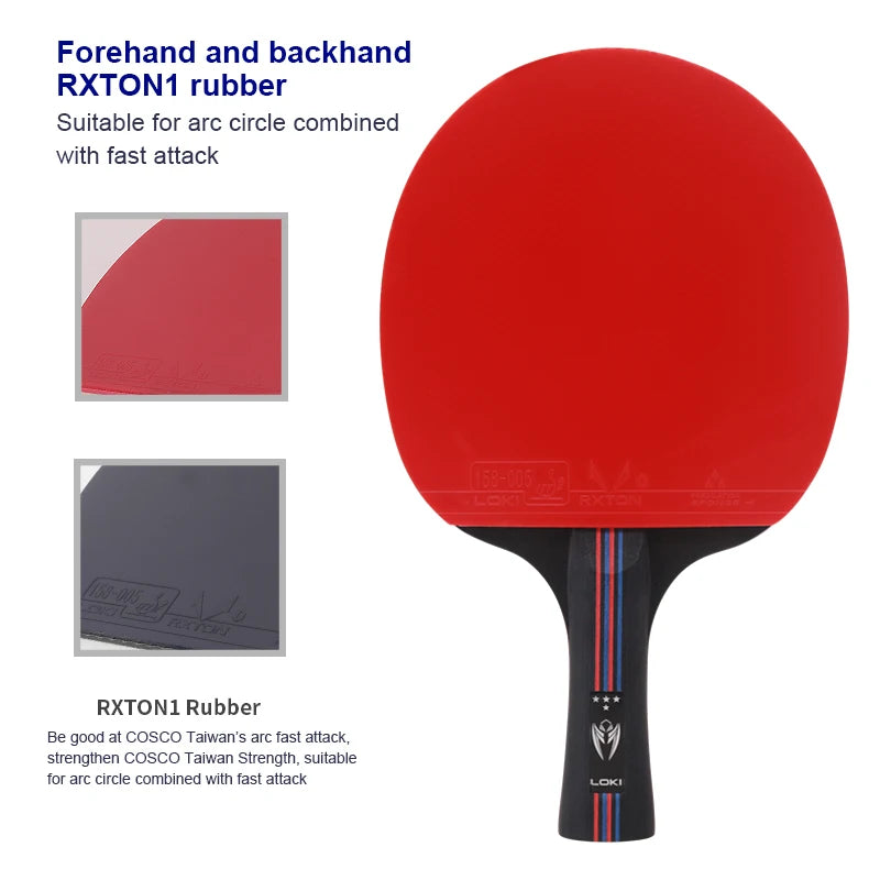 LOKI K4 Professional Training Ping Pong Bat Paddle 6.6mm Thickness 7 Ply Table Tennis Racket with logo Printing for Sale
