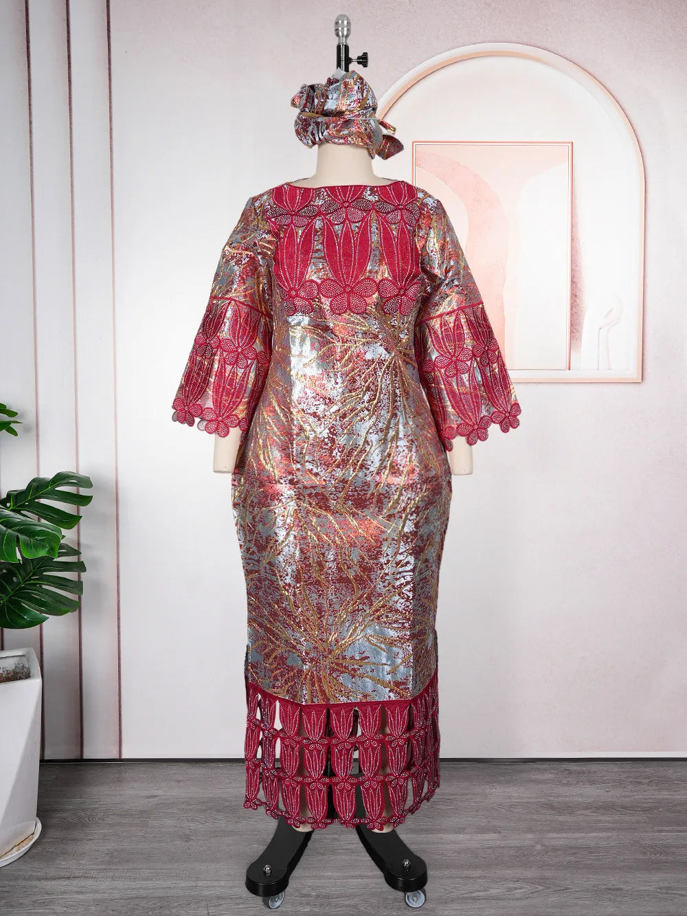 African Embroidery Middle East Plus Size Dashiki African Dress Abaya Women Dress Robe With Scarf