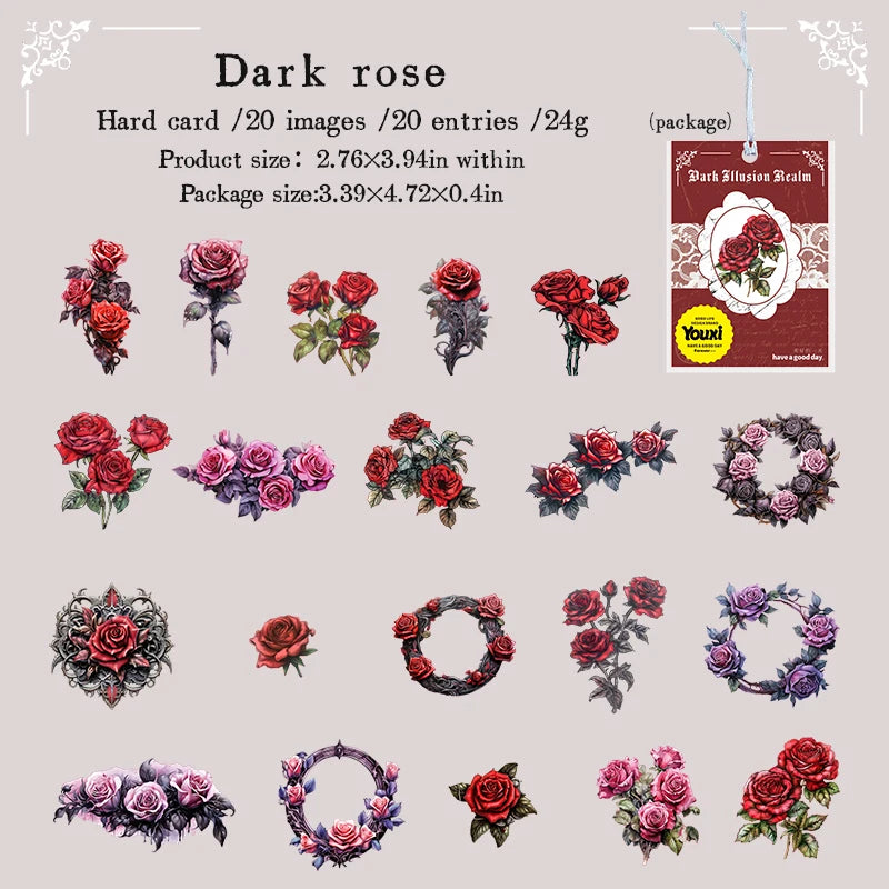 20 Sheets Per Pack Gothic Theme Hard Card Sticker Pack Dark Fantasy Series Alien Material