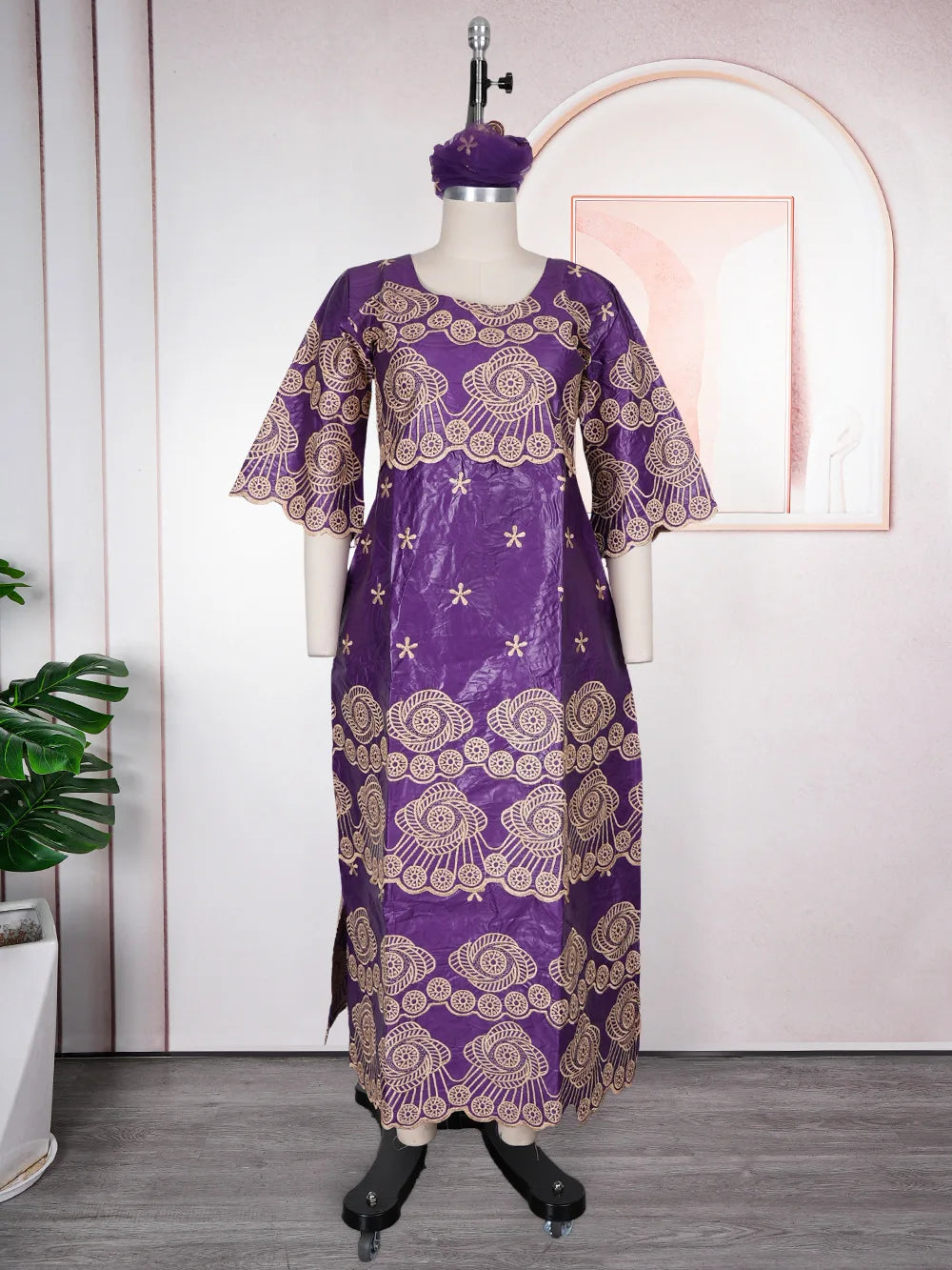 African Embroidery Middle East Plus Size Dashiki African Dress Abaya Women Dress Robe With Scarf