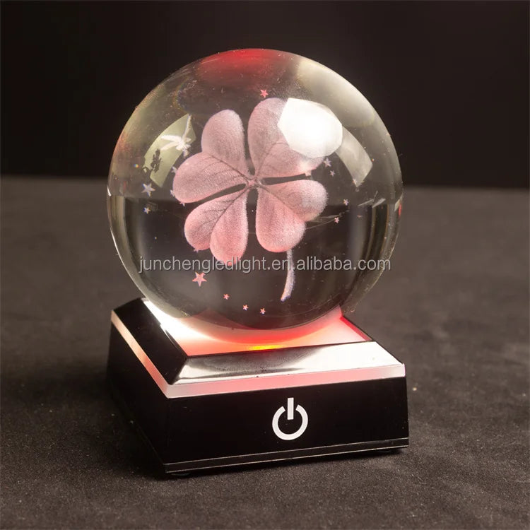 Christmas Atmosphere Desk Table USB Powered Carved 3D Crystal Ball Led Night Lamp Bedroom Decoration
