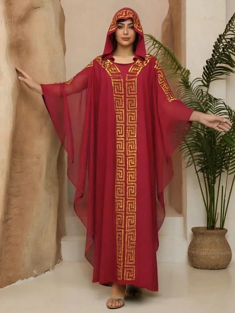 High Quality Middle Ease Arab African Rhinestone Dress Long Dress Plus Size Kaftan African Robe With Inner Dress