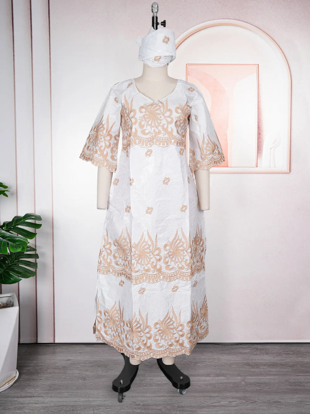 African Embroidery Middle East Plus Size Dashiki African Dress Abaya Women Dress Robe With Scarf