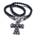 KALEN African Glass Beads Chain Necklace With Skull & Cross Pendant