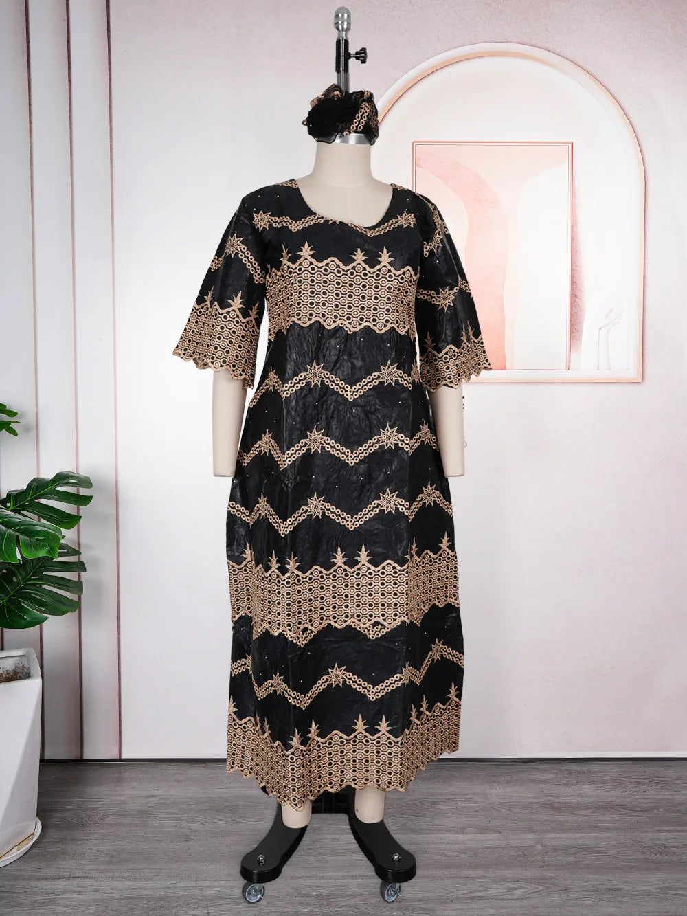 African Embroidery Middle East Plus Size Dashiki African Dress Abaya Women Dress Robe With Scarf